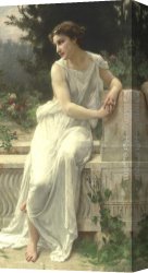 Guillaume Canvas Paintings - Young Woman of Pompeii on a Terrace by Guillaume Seignac