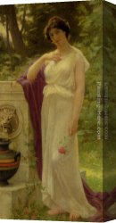 Guillaume Canvas Paintings - Young Woman with a Rose by Guillaume Seignac