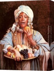 Vendor) Canvas Paintings - A North African Fruit Vendor by Guiseppe Signorini