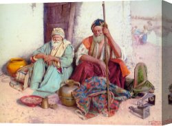 Arabs I Cemetery Canvas Paintings - Arab Merchants by Guiseppe Signorini