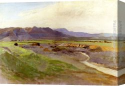 Gustav Bauernfeind Canvas Paintings - Ebene Von Jericho Mit Quarantal by Gustav Bauernfeind