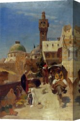 Gustav Bauernfeind Canvas Paintings - Orientalische Strassenszene by Gustav Bauernfeind