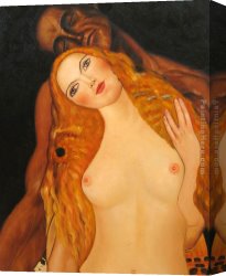 Gustav Canvas Paintings - Adam and Eve by Gustav Klimt