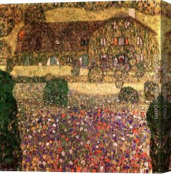 House with Scaffolding Canvas Paintings - Country House by the Attersee by Gustav Klimt