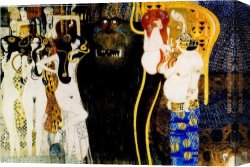 Gustav Canvas Paintings - Entirety of Beethoven Frieze left5 by Gustav Klimt