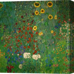 Hugh Bolton Jones Road to The Farm Canvas Paintings - Farm Garden with Sunflowers by Gustav Klimt