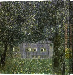Austria Canvas Paintings - Farmhouse in Upper Austria by Gustav Klimt