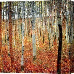 Trees in Park Canvas Paintings - Forest of Beech Trees by Gustav Klimt