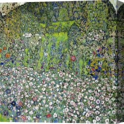 Summer Landscape Aka Woman with a Parasol in a Garden Canvas Paintings - Garden Landscape with Hilltop by Gustav Klimt