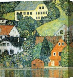House with Scaffolding Canvas Paintings - Houses at Unterach on the Attersee by Gustav Klimt