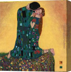 Romance Canvas Paintings - Kiss II by Gustav Klimt