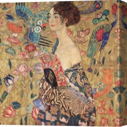 Lady Canvas Paintings - lady with fan by Gustav Klimt