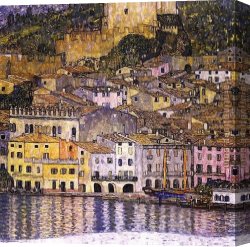 Landscape with a Lake Canvas Paintings - Malcesine on Lake Garda by Gustav Klimt