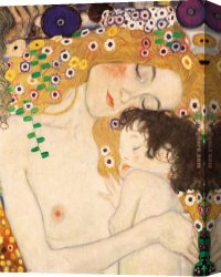 Woman with a Mirror Canvas Paintings - Mother and Child detail from The Three Ages of Woman by Gustav Klimt
