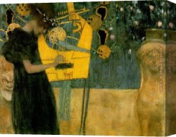 The Music Lesson Canvas Paintings - Music I 1895 by Gustav Klimt