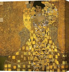 Portrait Canvas Paintings - Portrait of Adele Bloch (gold foil) by Gustav Klimt