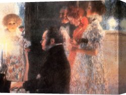 Piano Canvas Paintings - Schubert at the Piano by Gustav Klimt