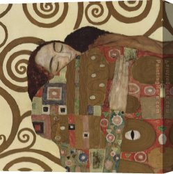 Squares with Concentric Canvas Paintings - The Embrace (detail_ square) by Gustav Klimt