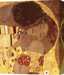 Farewell Kiss Canvas Paintings - The Kiss (detail) by Gustav Klimt
