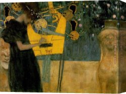 The Music Lesson Canvas Paintings - The Music by Gustav Klimt