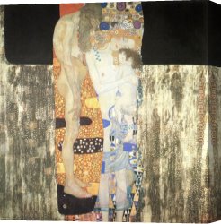 Woman with a Mirror Canvas Paintings - The Three Ages of Woman by Gustav Klimt