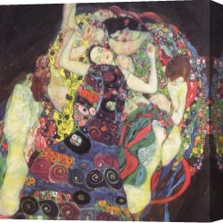 Gustav Bauernfeind Canvas Paintings - The Virgins (Le Vergini) by Gustav Klimt