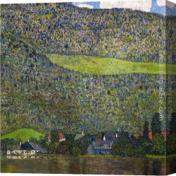 Austria Canvas Paintings - Unterach on Lake Attersee, Austria by Gustav Klimt