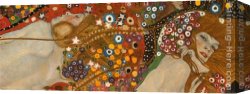 Water-mill Canvas Paintings - Water Serpents Detail by Gustav Klimt