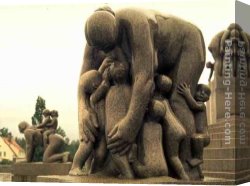 Gypsy Woman And Child Canvas Paintings - Woman and Children by Gustav Vigeland