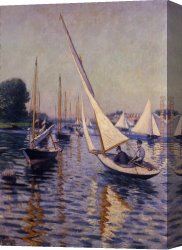 Regatta Canvas Paintings - Regatta at Argenteuil by Gustave Caillebotte