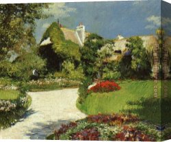 Gingerbread Cottage Canvas Paintings - Thatched Cottage at Trouville by Gustave Caillebotte