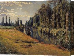 Petit Canvas Paintings - The Petit Bras of the Seine by Gustave Caillebotte