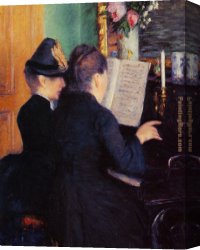 Piano Canvas Paintings - The Piano Lesson by Gustave Caillebotte