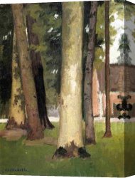 Farm Canvas Paintings - Yerres, Through the Grove, the Ornamental Farm by Gustave Caillebotte