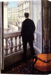 Portrait of a Young Man (detail) Canvas Paintings - Young Man At His Window by Gustave Caillebotte