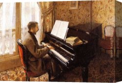 Piano Canvas Paintings - Young Man Playing the Piano by Gustave Caillebotte
