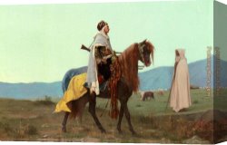 Arabs I Cemetery Canvas Paintings - An Arab Horseman by Gustave Clarence Rodolphe Boulanger