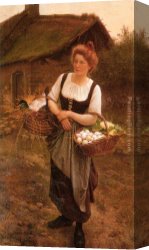 Rodolphe Canvas Paintings - La Fille De Ferme by Gustave Clarence Rodolphe Boulanger