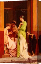 Rodolphe Canvas Paintings - Une Marchande De Bijoux A Pompeii by Gustave Clarence Rodolphe Boulanger