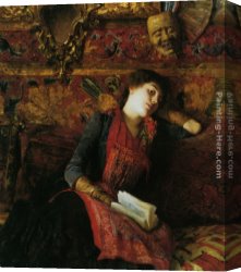 Mask Canvas Paintings - Japanese Mask by Gustave Claude Etienne Courtois