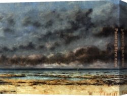 Calm Canvas Paintings - Calm Seas by Gustave Courbet