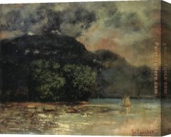 Storm Lake Canvas Paintings - Lake Geneve before the Storm by Gustave Courbet