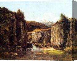 Andromeda Chained to The Rock by The Nereids Canvas Paintings - Landscape The Source among the Rocks of the Doubs by Gustave Courbet
