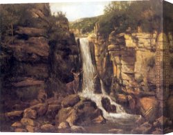 Herbert Gustave Schmalz Canvas Paintings - Landscape with Stag by Gustave Courbet