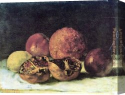 Pomegranate Canvas Paintings - Pomegranates by Gustave Courbet