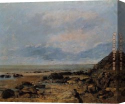 The Seashore Canvas Paintings - Rocky Seashore by Gustave Courbet