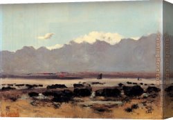 Seascapes Canvas Paintings - Seascape Near Trouville by Gustave Courbet