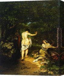 Gustave Courbet Canvas Paintings - The Bathers by Gustave Courbet
