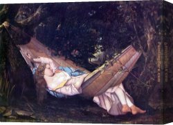 Gustave Canvas Paintings - The Hammock by Gustave Courbet