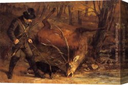 The Moose Hunt Canvas Paintings - The hunt by Gustave Courbet